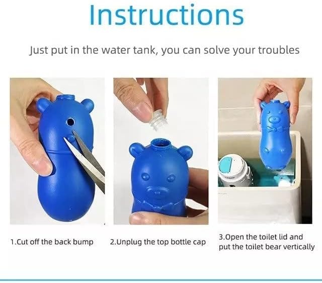 Toilet Auto Cleaner Blue Bear, Automatic Disinfectant Toilet Flush Mixer Tablet,Cartoon Shaped