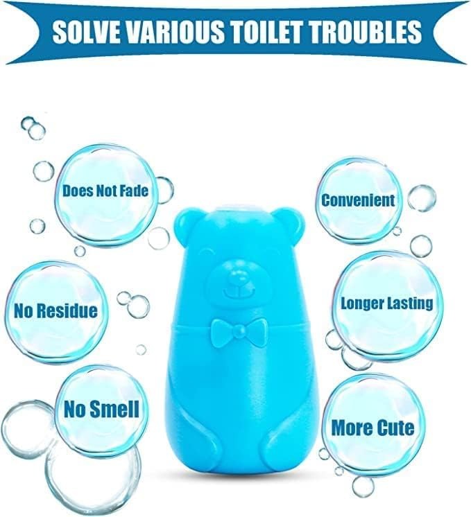 Toilet Auto Cleaner Blue Bear, Automatic Disinfectant Toilet Flush Mixer Tablet,Cartoon Shaped