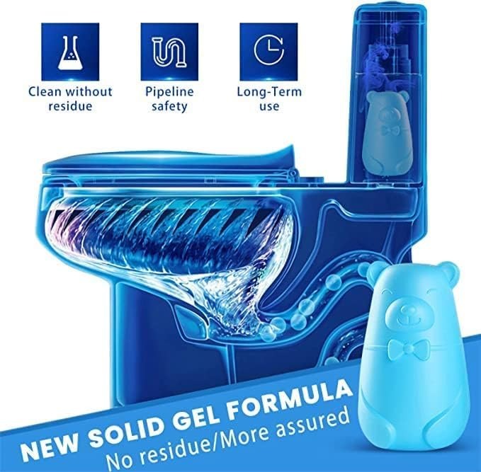 Toilet Auto Cleaner Blue Bear, Automatic Disinfectant Toilet Flush Mixer Tablet,Cartoon Shaped